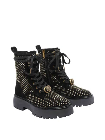 Kurt Geiger Stud-embellished Lace-up Boots In Black