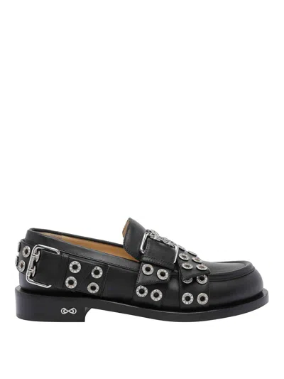 Mach&mach Mach & Mach Women Buckle Belt Vintage Loafers In Black