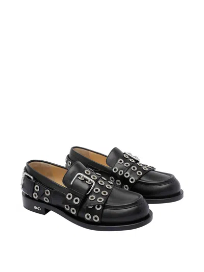Mach&mach Mach & Mach Women Buckle Belt Vintage Loafers In Black