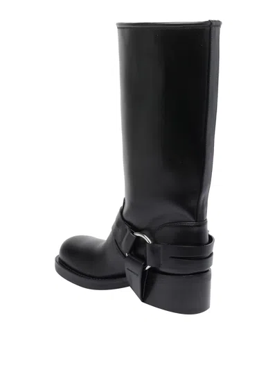 Mach&mach Heart Detail Knee-high Block Heel Boots In Black