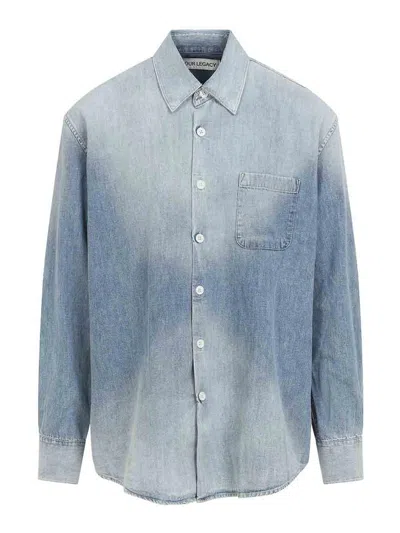 Our Legacy Long Sleeve Shirt With Chest Pocket Design In Blue