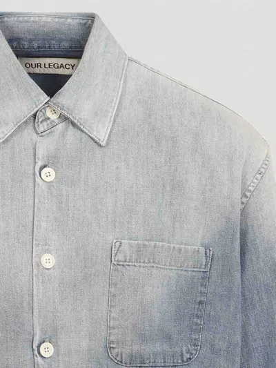 Our Legacy Long Sleeve Shirt With Chest Pocket Design In Blue