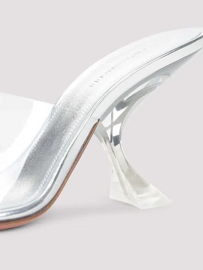 Amina Muaddi Metallic Open-toe Sandals With Sculptural Heel In White