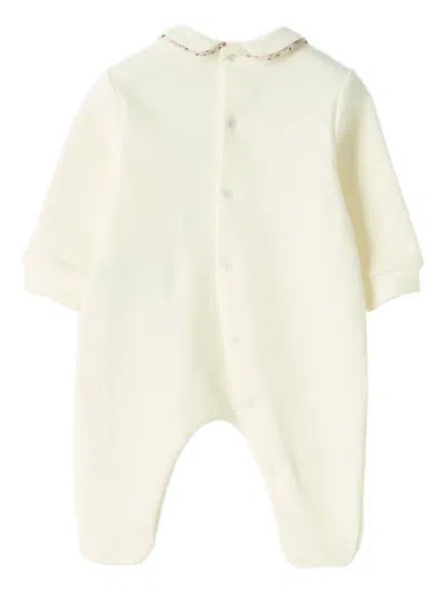 Il Gufo Floral-collar Cotton Pajamas In White