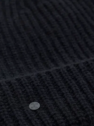 Closed Ribbed-knit Beanie In Black