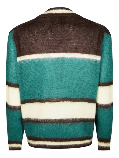 Amaranto Relaxed Fit V-neck Button-down Sweater In Multi