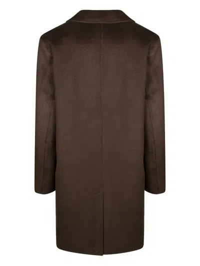 Amaranto Brown Tailored Coat With Notched Lapel In Brown