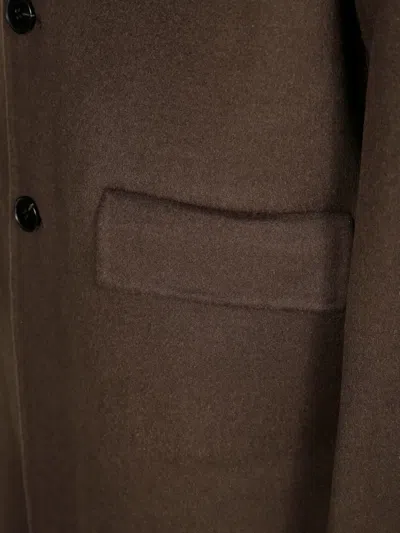 Amaranto Brown Tailored Coat With Notched Lapel In Brown