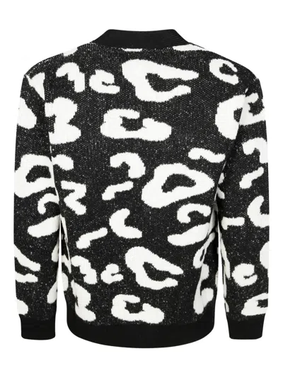 Amaranto Buttoned Cardigan With Letter Pattern Design In Black