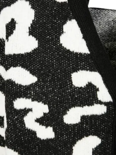 Amaranto Buttoned Cardigan With Letter Pattern Design In Black