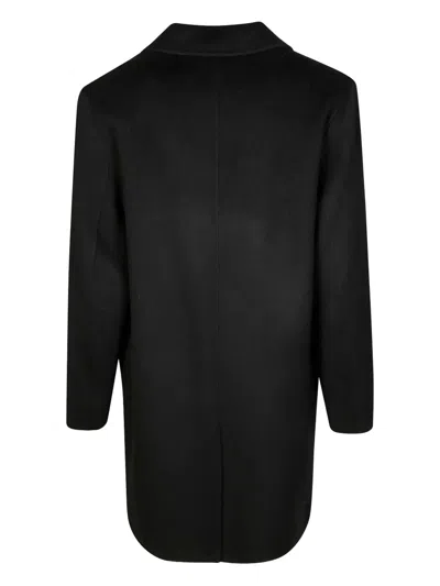 Amaranto Oversized Black Coat With Wide Lapels And Double-breasted Front In Black
