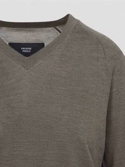 Phoebe Philo V-neck Raglan-sleeve Sweater In Brown