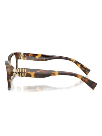 Miu Miu Logo Square-frame Glasses In Brown