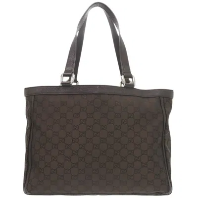Pre-owned Gucci Abbey Brown Nylon Tote Bag ()
