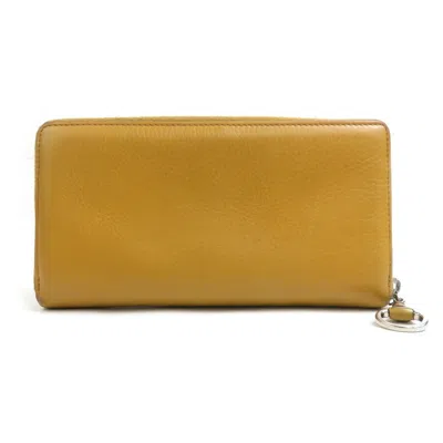 Pre-owned Gucci Beige Brown Leather Long Wallet (bi-fold) ()