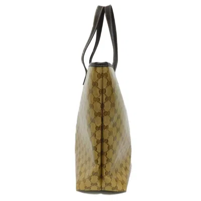 Pre-owned Gucci Beige Brown Vinyl Coating Gg Crystal Canvas Tote Bag ()