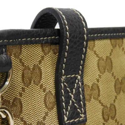 Pre-owned Gucci Beige Brown Vinyl Coating Gg Crystal Canvas Tote Bag ()