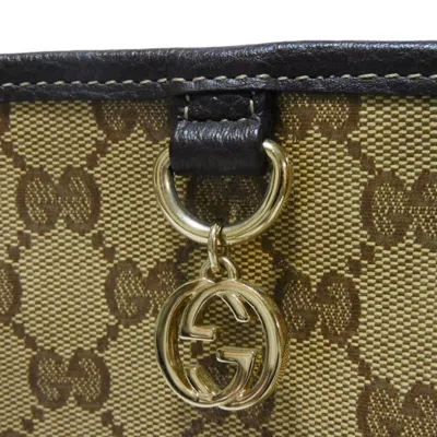 Pre-owned Gucci Beige Brown Vinyl Coating Gg Crystal Canvas Tote Bag ()
