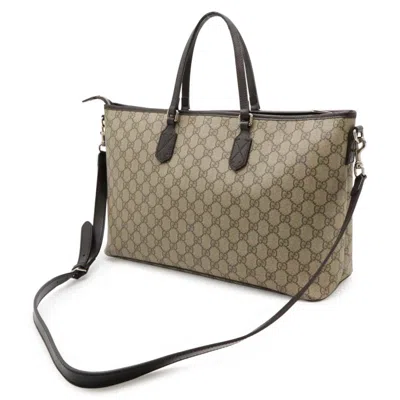 Pre-owned Gucci Beige Dark Brown Gg Supreme Shoulder Bag Tote Bag ()