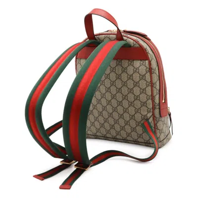 Pre-owned Gucci Beige Khaki Multi-color Red Color Pvc Leather Backpack ()