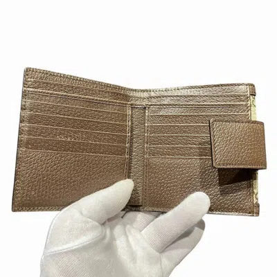 Pre-owned Gucci Beige Green Red Color Gg Supreme Wallet (bi-fold) ()