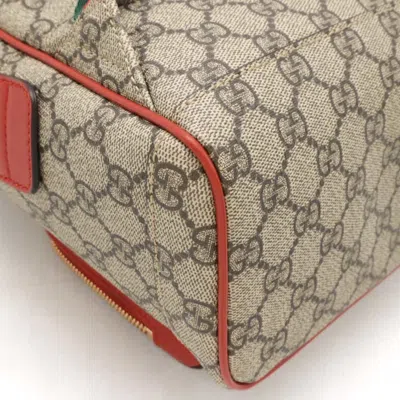 Pre-owned Gucci Beige Khaki Multi-color Red Color Pvc Leather Backpack ()