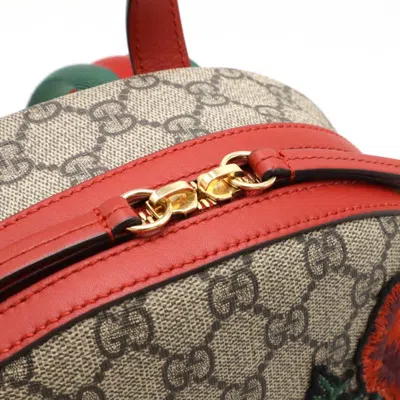 Pre-owned Gucci Beige Khaki Multi-color Red Color Pvc Leather Backpack ()