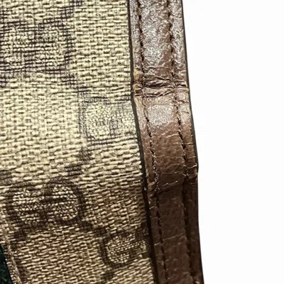 Pre-owned Gucci Beige Green Red Color Gg Supreme Wallet (bi-fold) ()