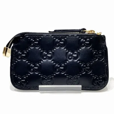 Pre-owned Gucci Black Leather Coin Purse/coin Case ()