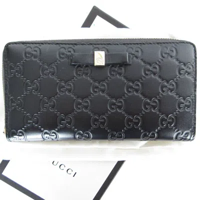 Pre-owned Gucci Black Leather Long Wallet (bi-fold) ()