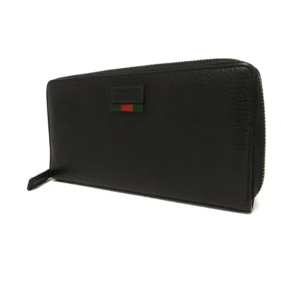 Pre-owned Gucci Black Leather Long Wallet (bi-fold) ()
