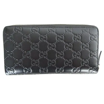 Pre-owned Gucci Black Leather Long Wallet (bi-fold) ()