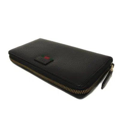 Pre-owned Gucci Black Leather Long Wallet (bi-fold) ()