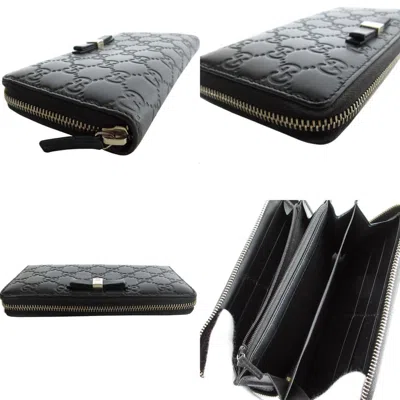 Pre-owned Gucci Black Leather Long Wallet (bi-fold) ()