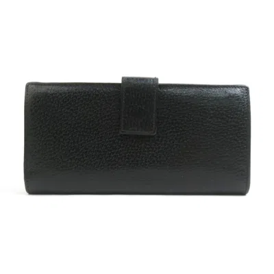 Pre-owned Gucci Black Leather Long Wallet (bi-fold) ()
