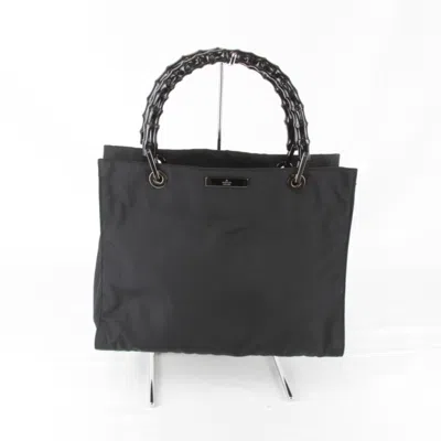 Pre-owned Gucci Black Nylon Bamboo Shoulder Bag Tote Bag ()