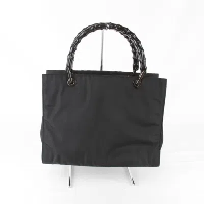 Pre-owned Gucci Black Nylon Bamboo Shoulder Bag Tote Bag ()