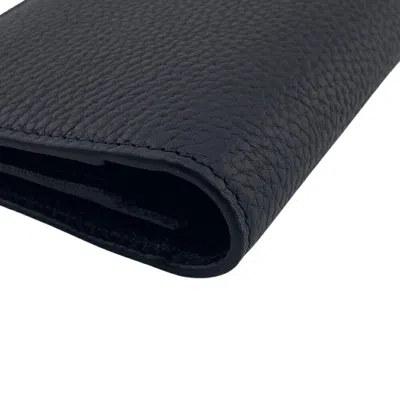 Pre-owned Gucci Black Leather Long Wallet (bi-fold) ()
