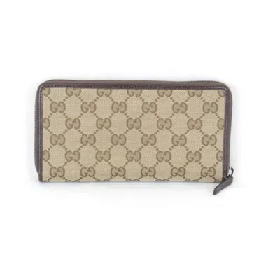 Pre-owned Gucci Brown Gg Canvas Long Wallet (bi-fold) ()