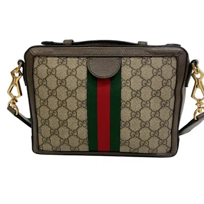 Pre-owned Gucci Brown Pvc Coated Canvas Shoulder Bag ()