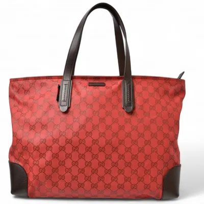 Pre-owned Gucci Dark Red Red Color Coated Canvas Shoulder Bag Tote Bag ()