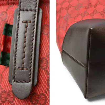 Pre-owned Gucci Dark Red Red Color Coated Canvas Shoulder Bag Tote Bag ()
