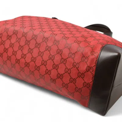 Pre-owned Gucci Dark Red Red Color Coated Canvas Shoulder Bag Tote Bag ()