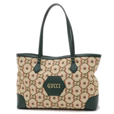 Pre-owned Gucci Green Multi-color Gg Canvas Tote Bag ()