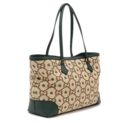 Pre-owned Gucci Green Multi-color Gg Canvas Tote Bag ()