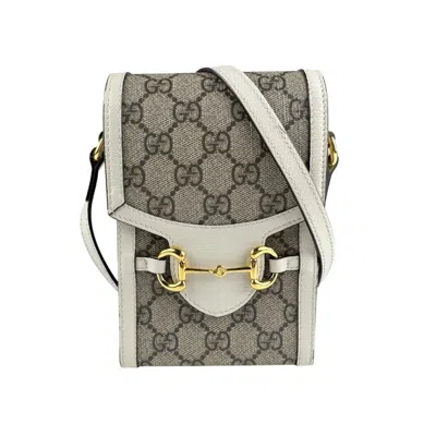 Pre-owned Gucci Horsebit Brown White Gg Supreme Shoulder Bag ()