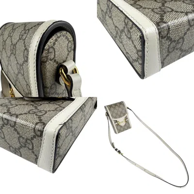 Pre-owned Gucci Horsebit Brown White Gg Supreme Shoulder Bag ()