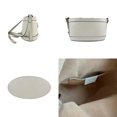 Pre-owned Gucci Ivory Leather Gg Canvas Shoulder Bag ()