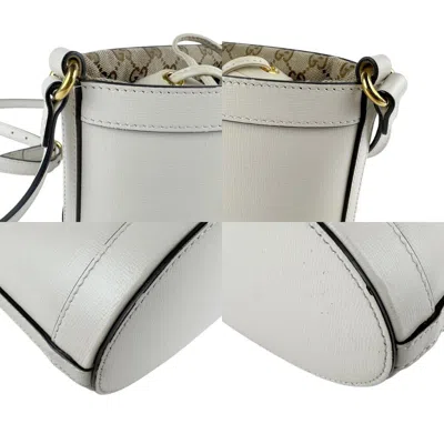 Pre-owned Gucci Ivory Leather Gg Canvas Shoulder Bag ()