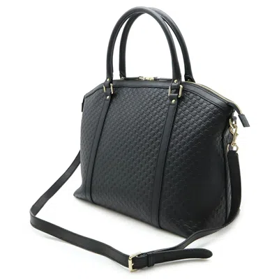 Pre-owned Gucci Microssima Black Micro Gg Leather Shoulder Bag Tote Bag ()